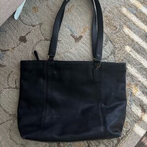 Coach vintage black leather tote bag